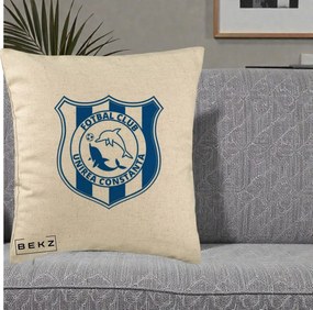 Perna Personalizata FC Unirea Constanta Fotbal, 40x40 cm, Bej, Husa Detasabila, Perna Inclusa, BEKZ®