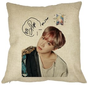 Perna Decorativa BTS J-hope, 40x40 cm, Husa Detasabila, Burduf