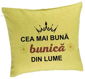 Perna Decorativa pentru Bunica 11, 40x40 cm, Verde, Husa Detasabila, Burduf