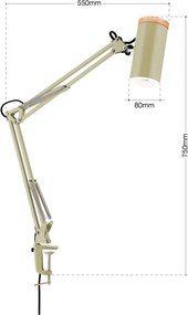 Lampa cu brat articulat si sistem de prindere masa, Gili verde deschis