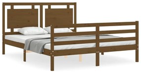3194059 vidaXL Cadru de pat cu tăblie, maro miere, king size, lemn masiv