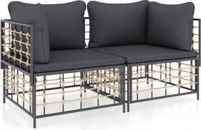 vidaXL Canapele modulare cu perne, colțar, 2 buc., poliratan