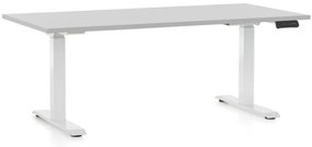 Masa inaltime reglabila OfficeTech C, 160 x 80 cm, bază albă, gri deschis