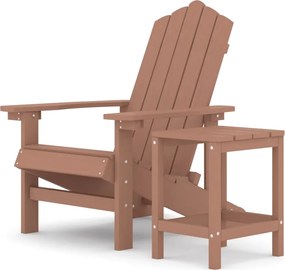 vidaXL Scaun de grădină Adirondack cu masă, maro, HDPE