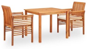 278895 vidaXL Set mobilier de exterior cu perne 3 piese, lemn masiv de acacia