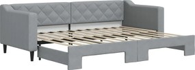 vidaXL Pat de zi cu extensie, gri deschis, 80x200 cm, textil