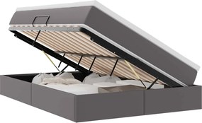 vidaXL Pat cu saltea și spațiu de depozitare Gri 140 x 200 cm