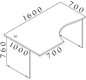 Masa coltar Visio LUX 160 x 100 cm, stanga, stejar