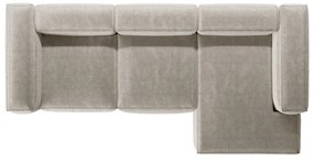 Colțar bej cu tapițerie din catifea reiată (cu colț pe partea dreaptă/cu șezlong) Bergamo – Cosmopolitan Design