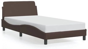 373140 vidaXL Cadru de pat cu tăblie, maro, 100x200 cm, piele ecologică