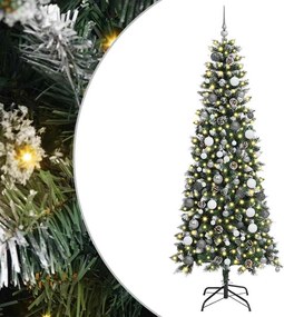 vidaXL Brad de Crăciun artificial Verde 210 cm PVC și Plastic și Oțel