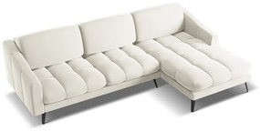 Colțar crem cu tapițerie din catifea (cu colț pe partea dreaptă) Nalu – Makamii