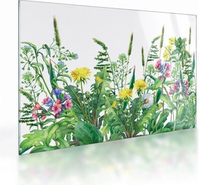 Tablou pe sticlă - Flori de pajiște pictate (70x50 cm)