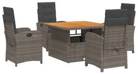 3277341 vidaXL Set mobilier de grădină cu perne, 5 piese, gri, poliratan