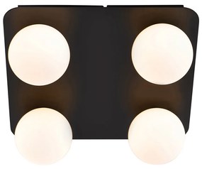 Plafoniera moderna de baie neagra patrata cu 4 lumini - Cederic