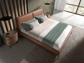 Pat dublu tapitat design LUX Brown 180x200cm