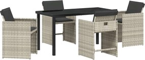vidaXL Set de masă pentru grădină cu pernă 5 pcs Gri deschis poliratan