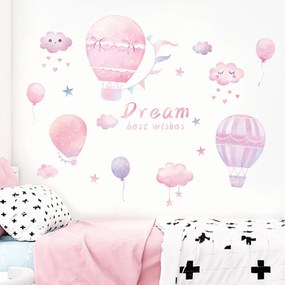 PIPPER | Autocolant de perete "Baloane cu aer cald roz" 87x117 cm
