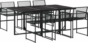 vidaXL Set mobilier de grădină, 7 piese, negru, poliratan
