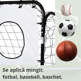 HOMCOM Poarta de Fotbal pentru Adulti Copii Plasa din PE, din Metal si Oxford, Alb si Negru, 240x88x171,5cm | Aosom Romania