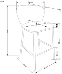 Scaun de bar plusat H119 crem