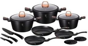 Set oale si tigai marmorate 14 piese, cu capace Black Rose Berlinger Haus BH 7187