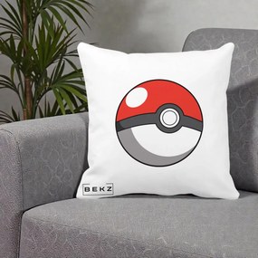 Perna Personalizata Pokeball Rosie, 40x40 cm, Alba Mata, Husa Detasabila, Perna Inclusa, BEKZ®