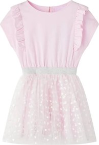 vidaXL Rochie copii volane, roz deschis, 92