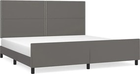vidaXL Cadru de pat cu tăblie, gri, 200x200 cm, piele ecologică