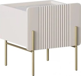Noptieră Malmi 45 cm cu sertar - cașmir / alb crem / picioare auriu
