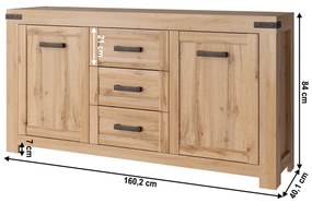 Comodă 2D3S, stejar wotan, MORATIZ