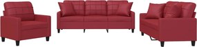 vidaXL Set de canapele cu perne, 2 piese, roșu vin, piele ecologică