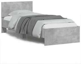 838662 vidaXL Cadru de pat cu tăblie, gri beton, 75x190 cm, lemn prelucrat