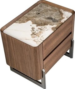 Noptiera 2 sertare deosebita design LUX Walnut-Marble