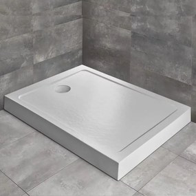 Cadita dus dreptunghiulara Radaway Doros F Compact Stone 90x70 cm acril alb