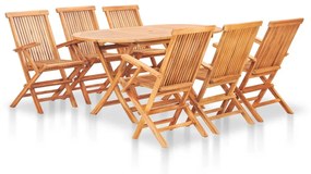 48999 vidaXL Set mobilier de exterior pliabil, 7 piese, lemn masiv de tec