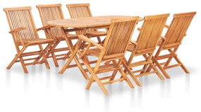 vidaXL Set mobilier de exterior pliabil, 7 piese, lemn masiv de tec