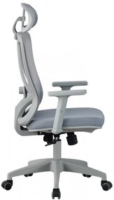 Scaun ergonomic, suport lombar reglabil, tetiera reglabila, cotiera 2D, reglare pe inaltime, mecanism inclinare/blocare in 3 pozitii, pivotant, Mesh, Gri