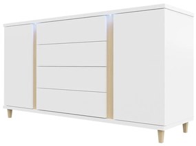 Comodă Aurelius 180 AR04 (Alb + Alb lucios + furnir natural). 1058420