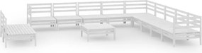 vidaXL Set mobilier de grădină, 12 piese, alb, lemn masiv de pin