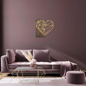 Accesoriu decorativ de perete din lemn Heart auriu