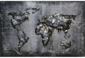 Tablou metal 3D World Map 120x80 cm