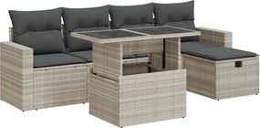 vidaXL Set canapele de grădină cu perne, 6 piese gri deschis poliratan