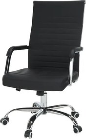 Scaun de birou, piele eco/metal, negru/crom, FARAN