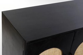 Bufet negru , din lemn de mango si rattan