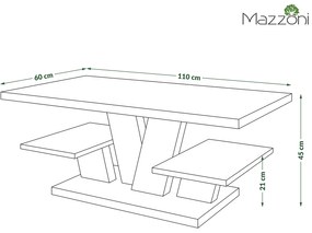 Mazzoni VIVA MAT Stejar Maro/Bej (Șampanie) - MĂSUȚĂ DE CAFEA MODERNĂ CU RAFTURI