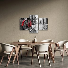 Tablou - Bicicleta roșie pe o stradă pavată (90x60 cm)