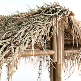 Balansoar cu 2 locuri, cu frunze de palmier, 202 cm, bambus