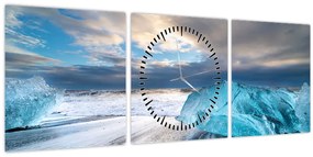 Tablou - Plaja Diamond Beach (cu ceas) (90x30 cm)