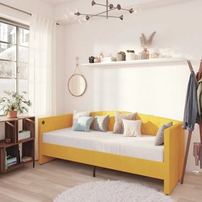 337211 vidaXL Pat de zi, galben, 90x200 cm, catifea, USB